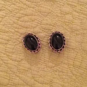 Sterling Silver Black Onyx Clip On Earings